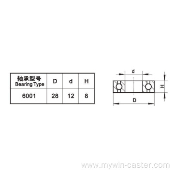 Zinc 2.5 Inch 70Kg Plate Brake TPE Caster